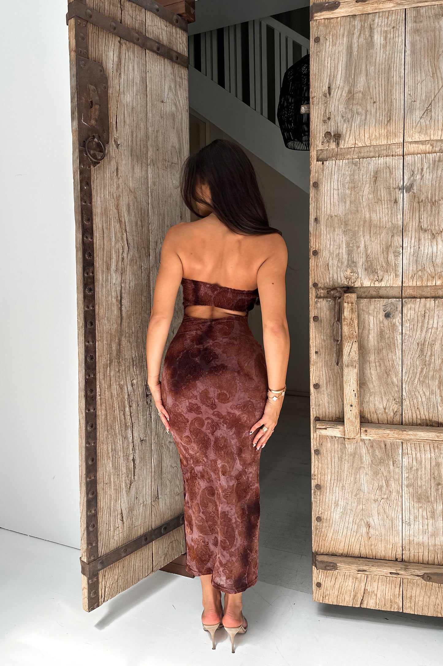 BECKY DRESS (FLORAL PRINT) - CHOCO BROWN