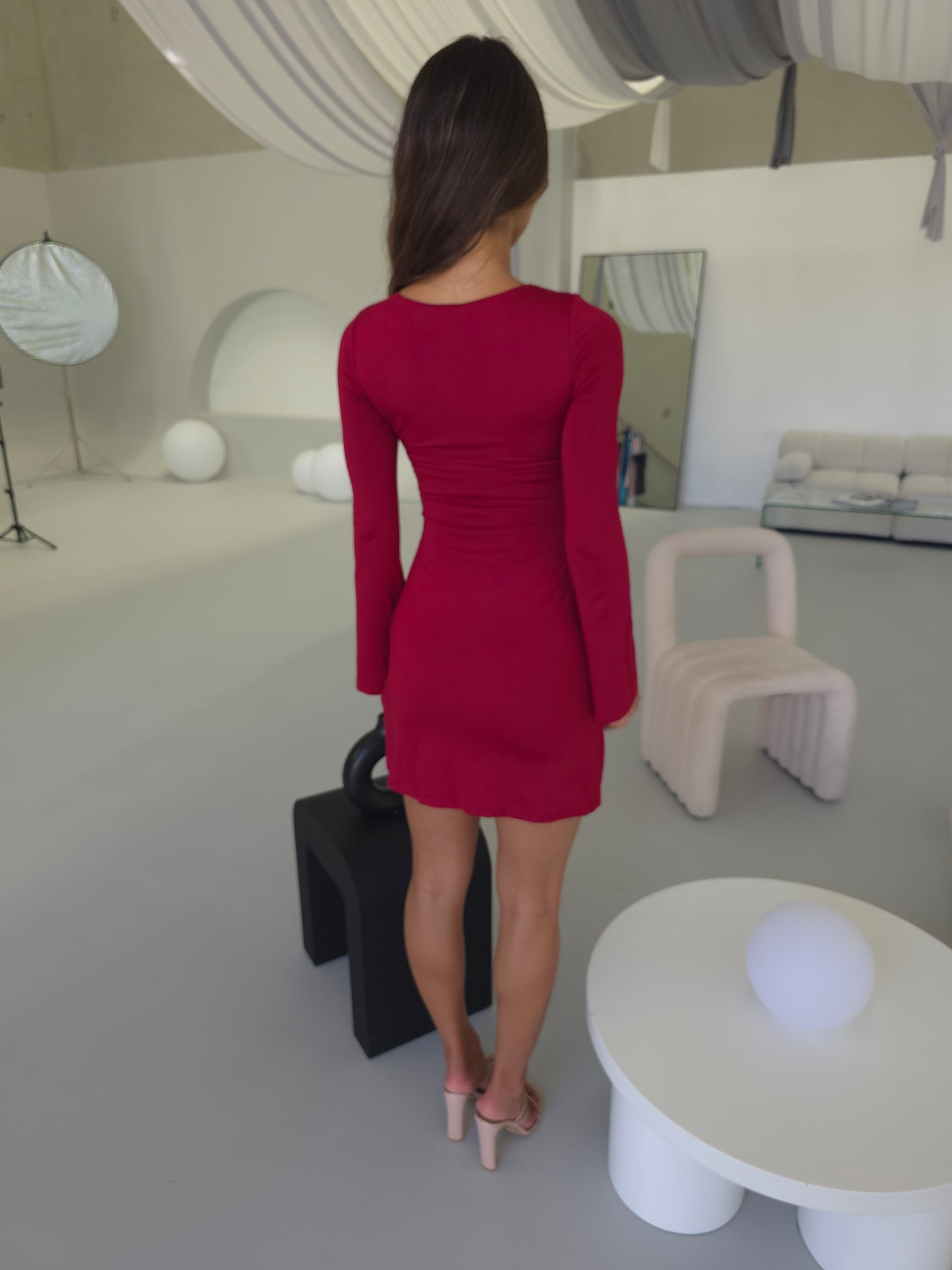 KATIE DRESS - MAROON RED