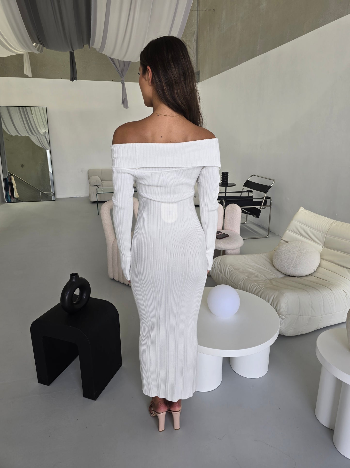 LINA KNIT DRESS - WHITE