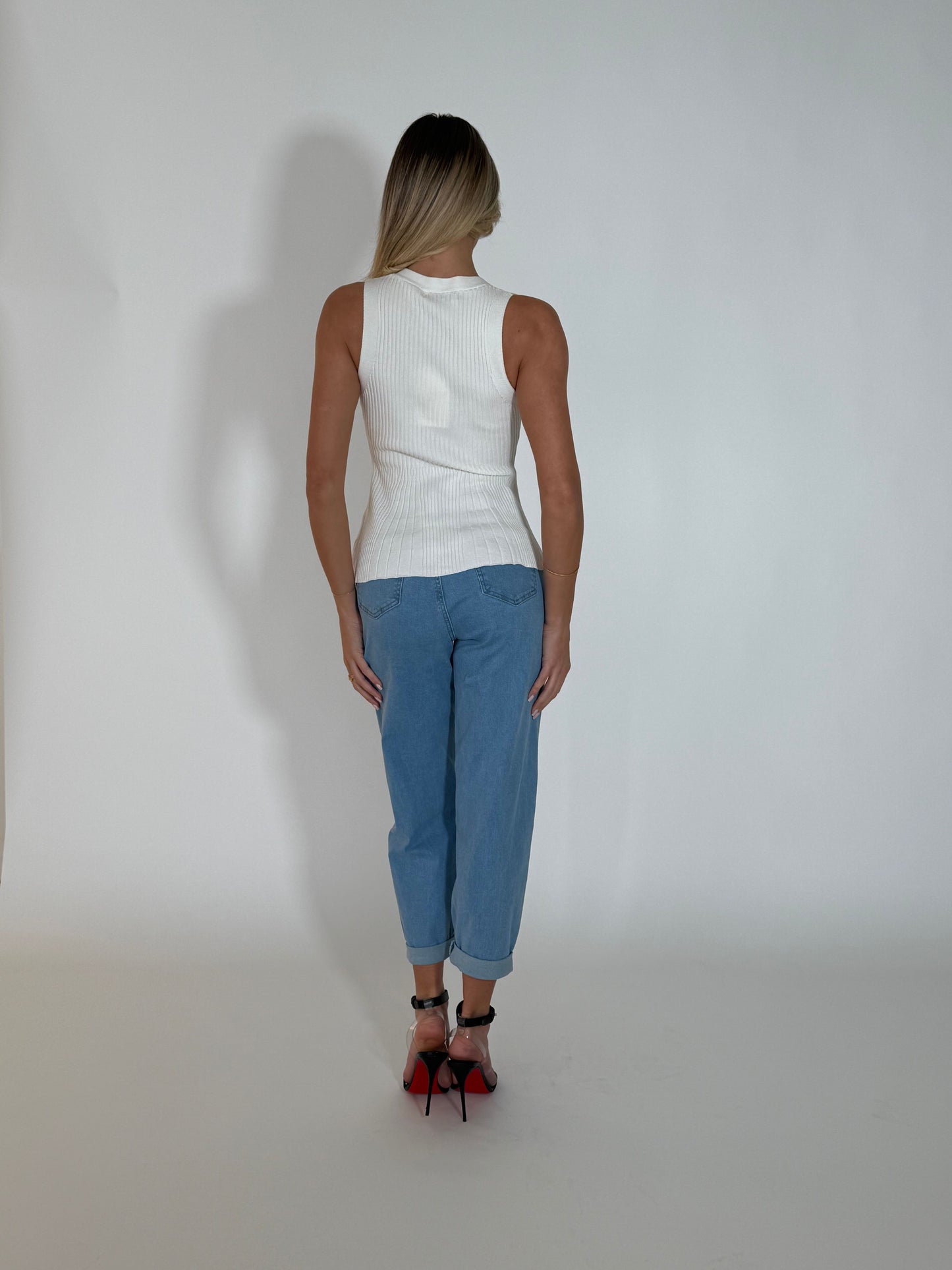 SCOTTIE KNIT TOP - WHITE