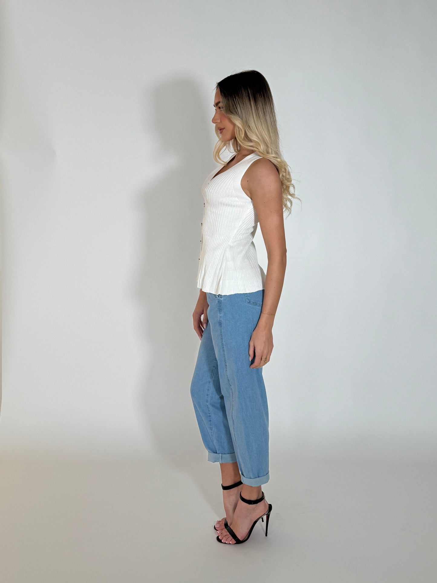 SCOTTIE KNIT TOP - WHITE