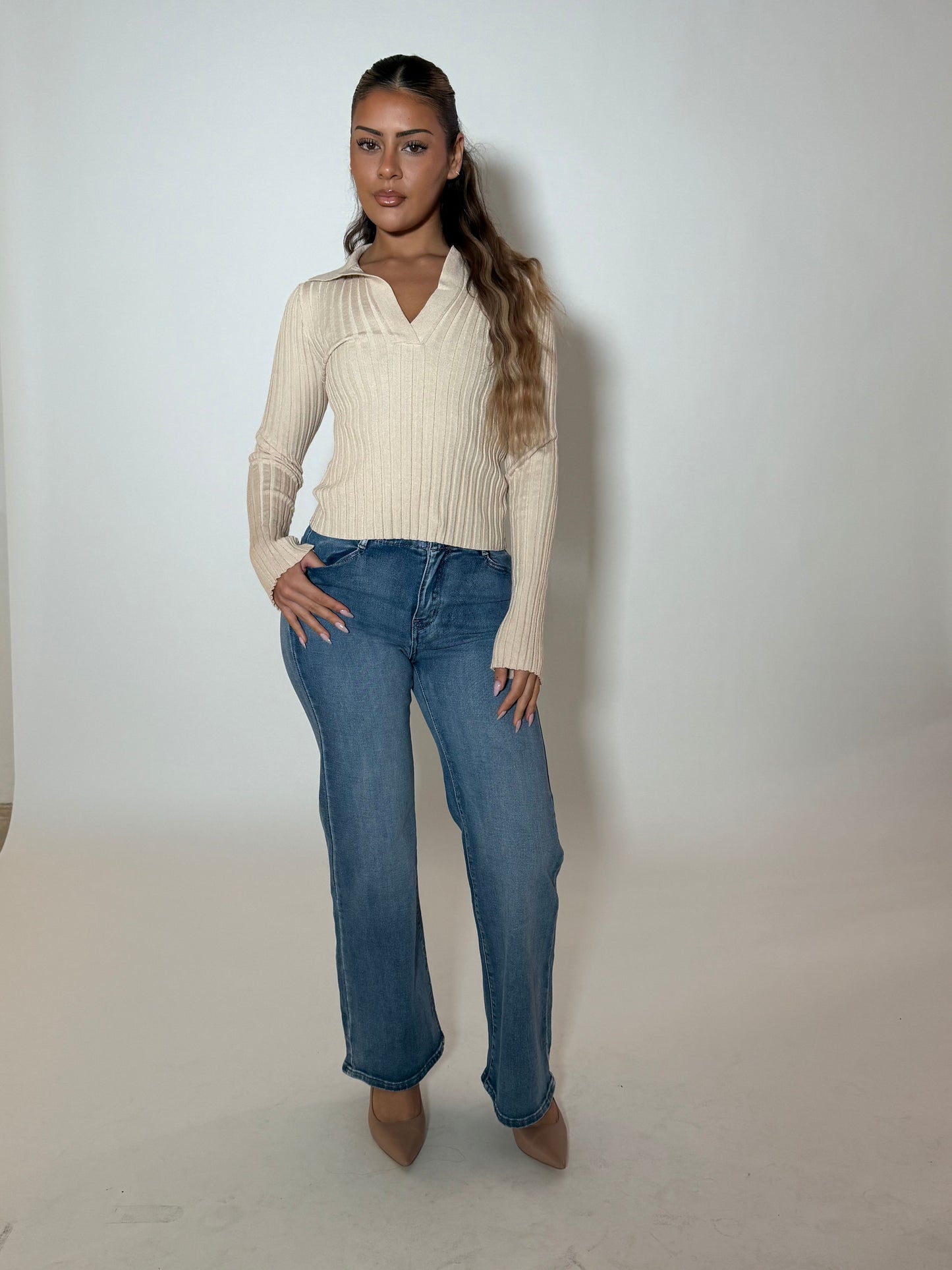 NORA KNIT TOP - BEIGE