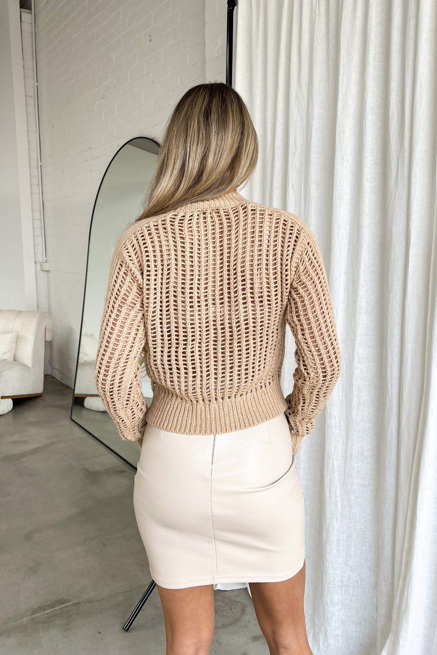 TIARNE SKIRT - BONE / CREAM PLEATHER