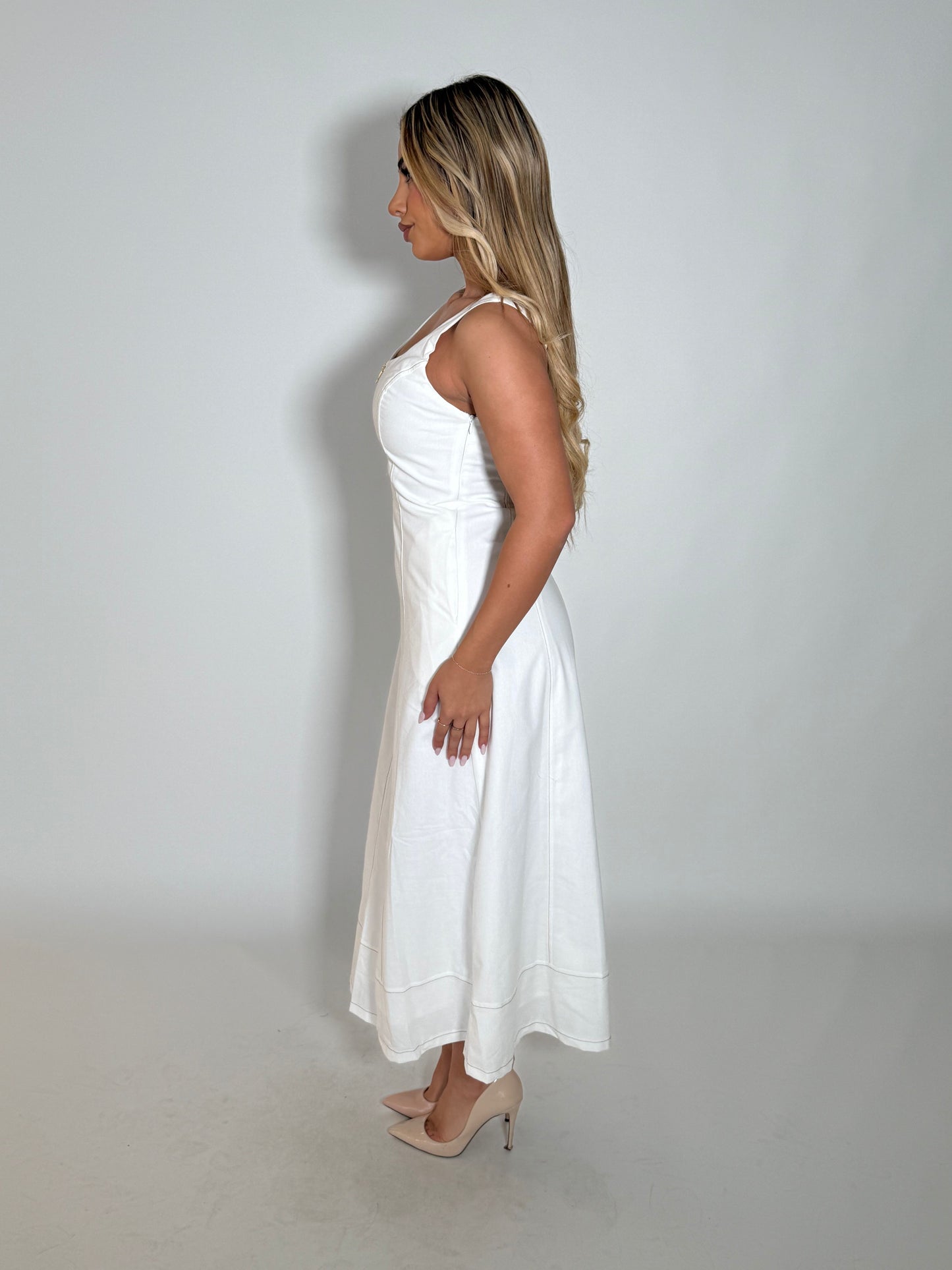 DERRY DENIM DRESS - WHITE