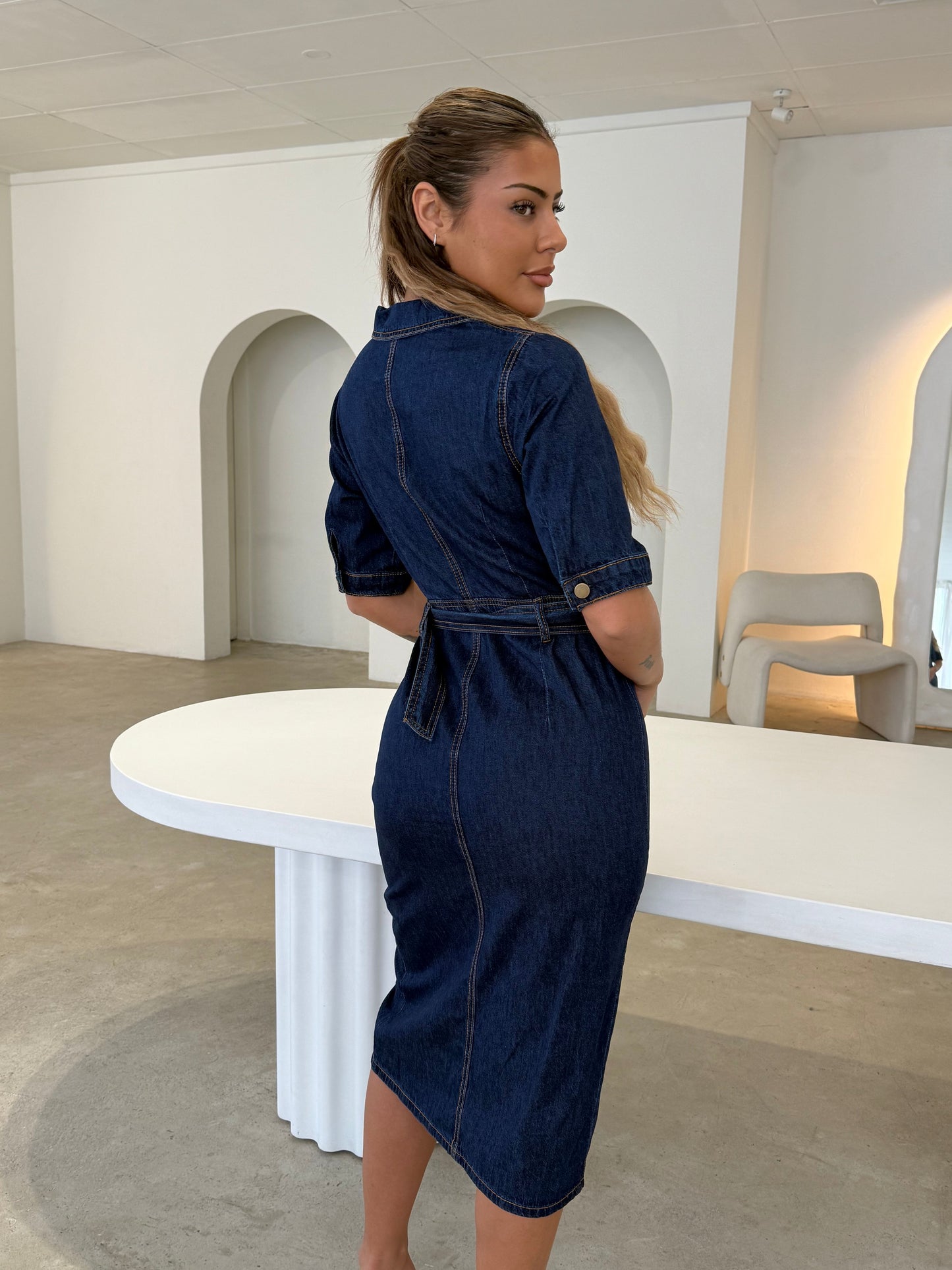 BERRY DENIM DRESS - DARK BLUE