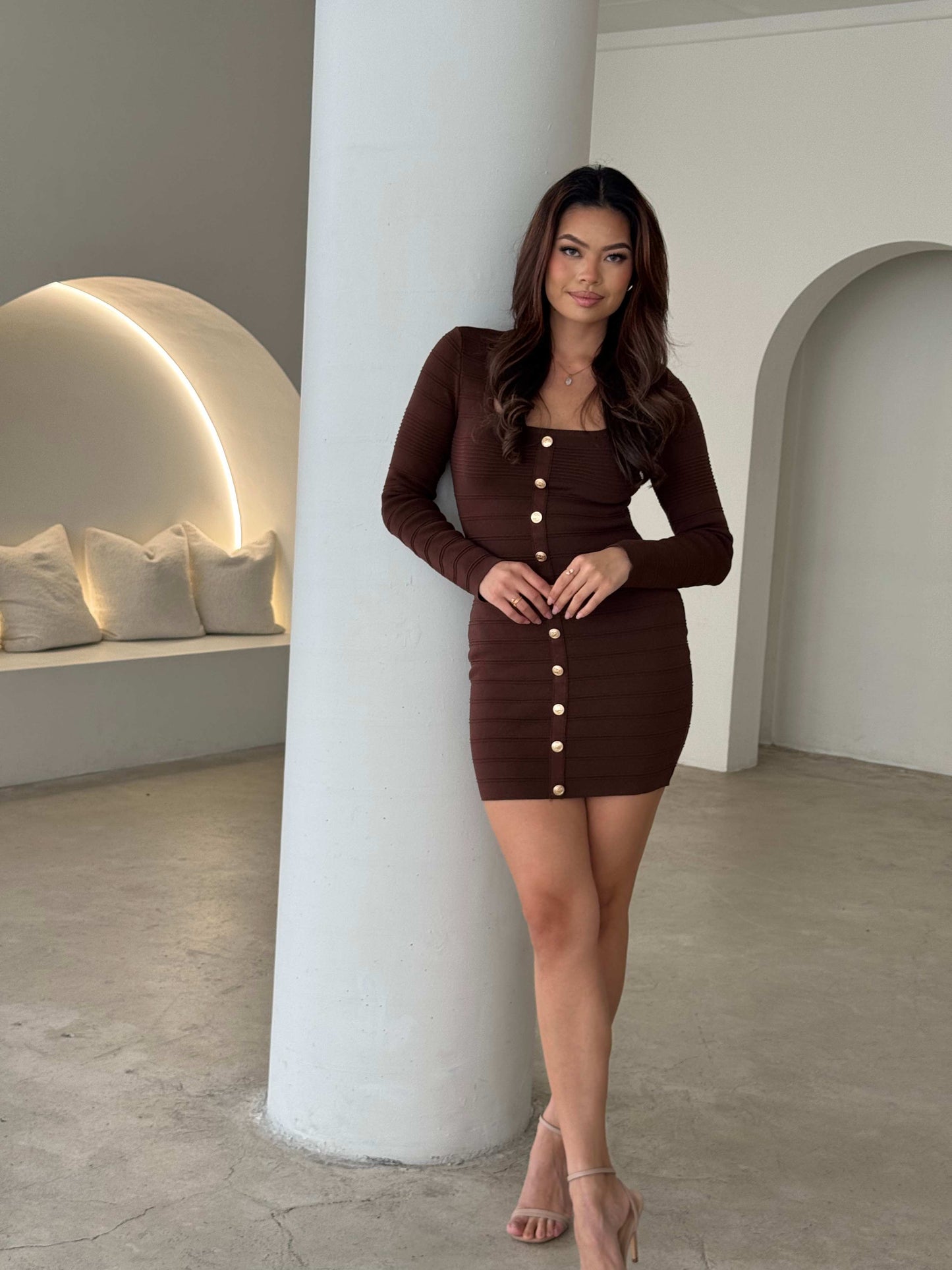 ANNA KNIT DRESS - COCOA