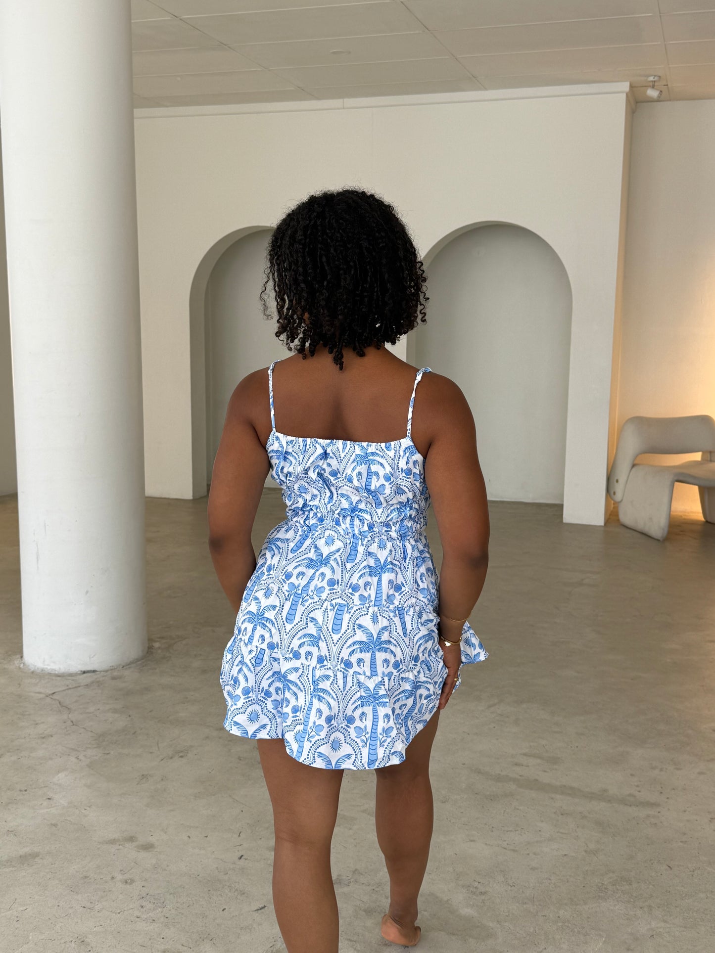 DORA DRESS - WHITE/BLUE