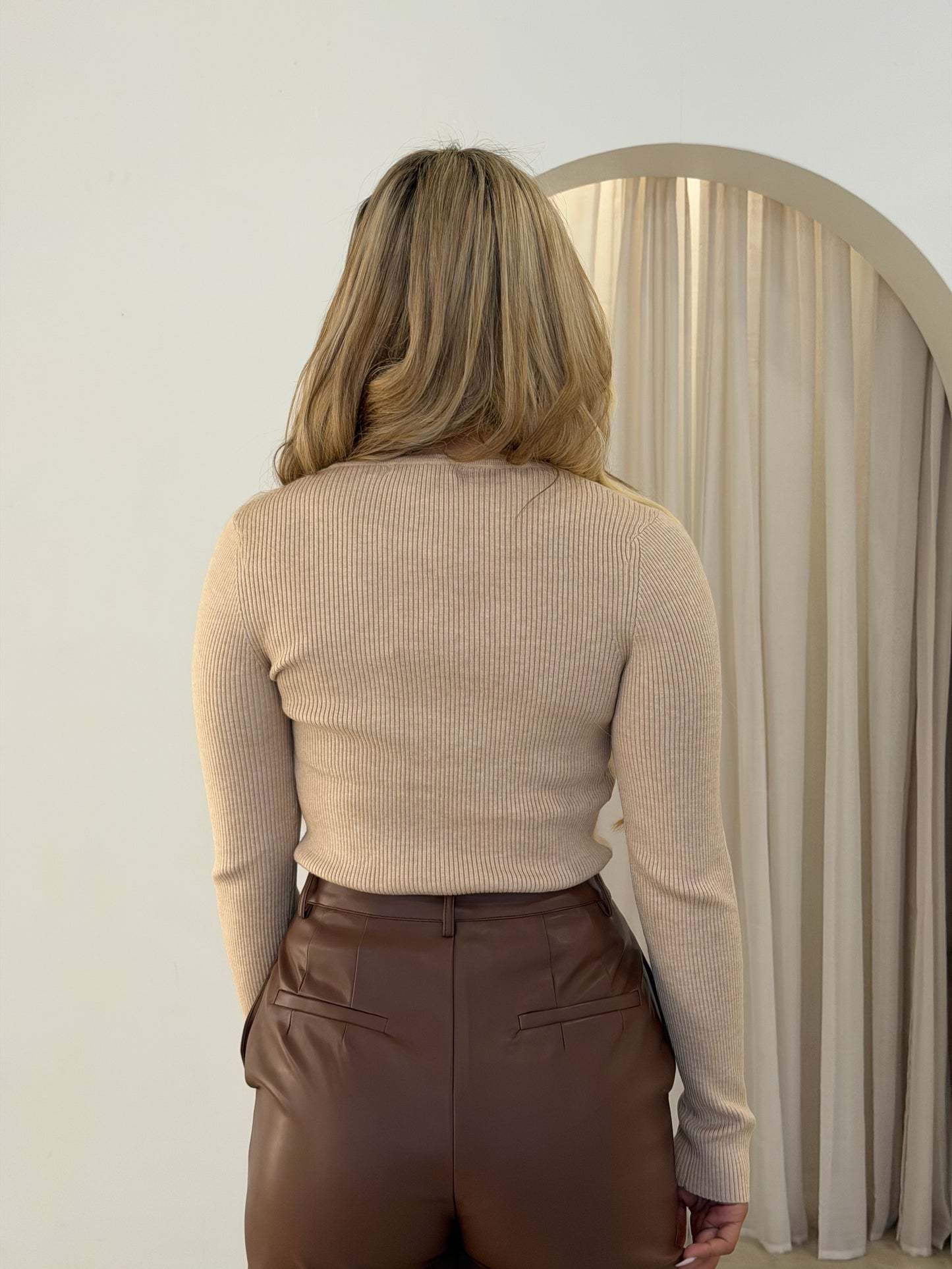 KATE KNIT CARDIGAN - BEIGE
