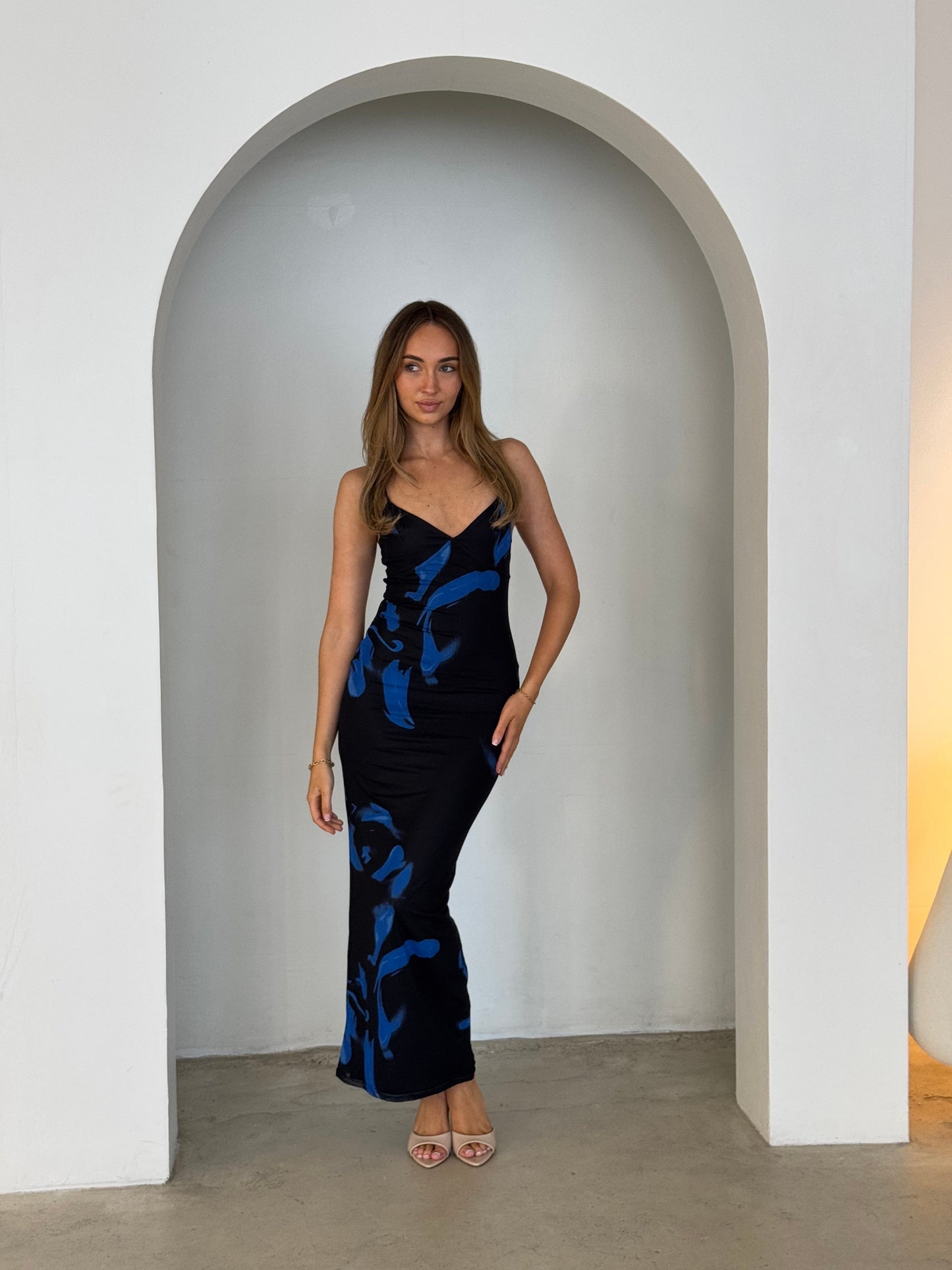 RITA DRESS - BLACK/BLUE