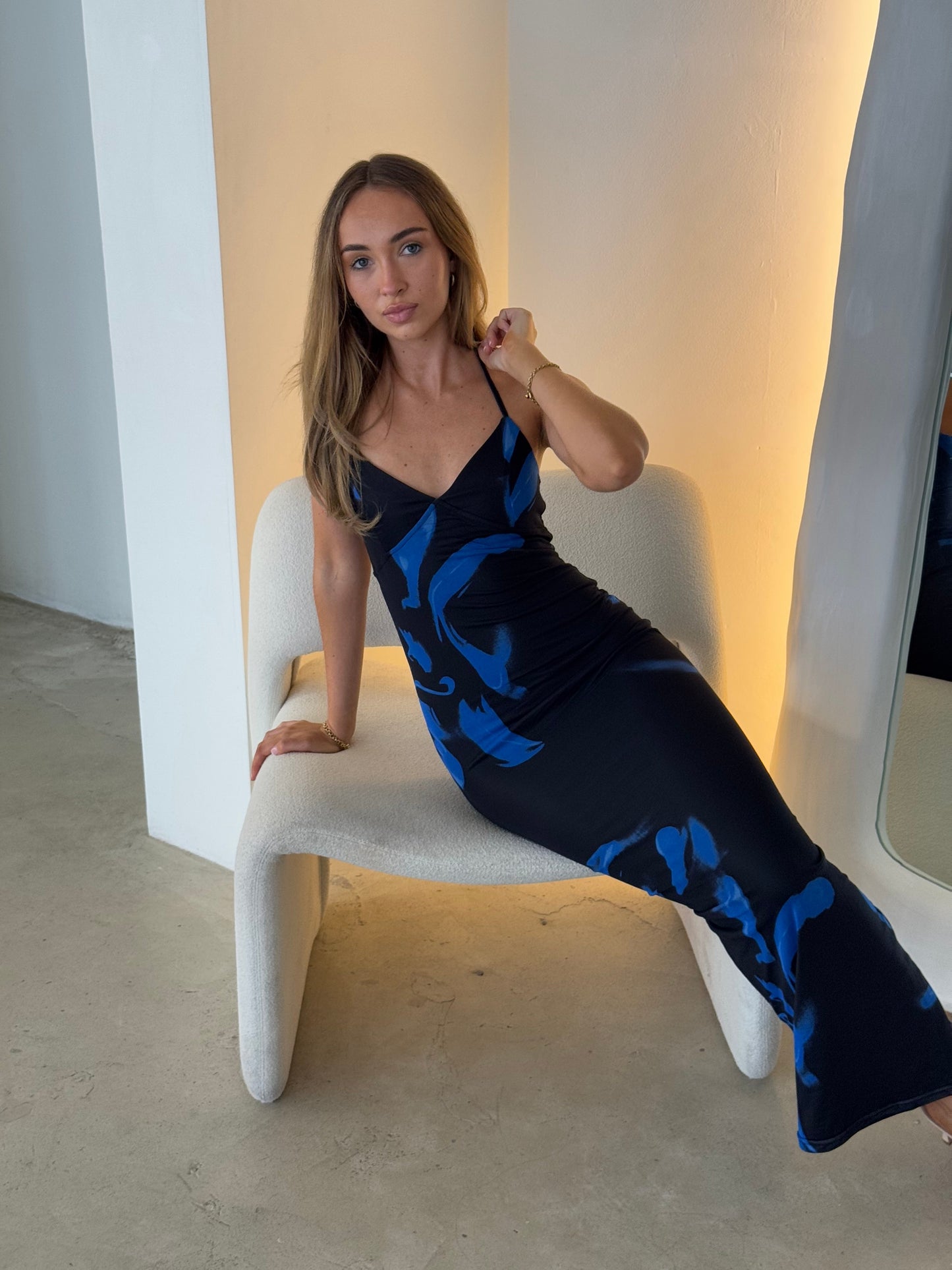 RITA DRESS - BLACK/BLUE