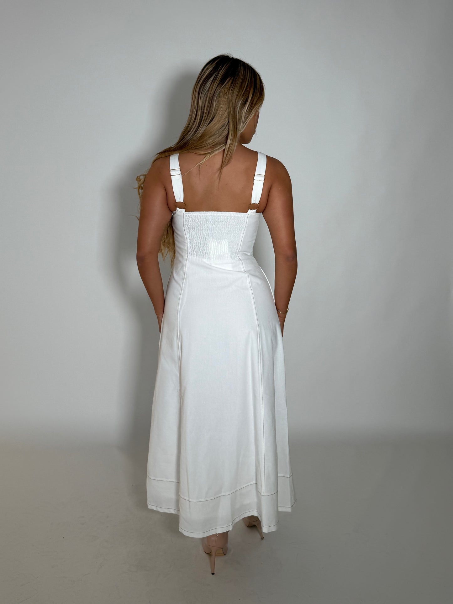DERRY DENIM DRESS - WHITE