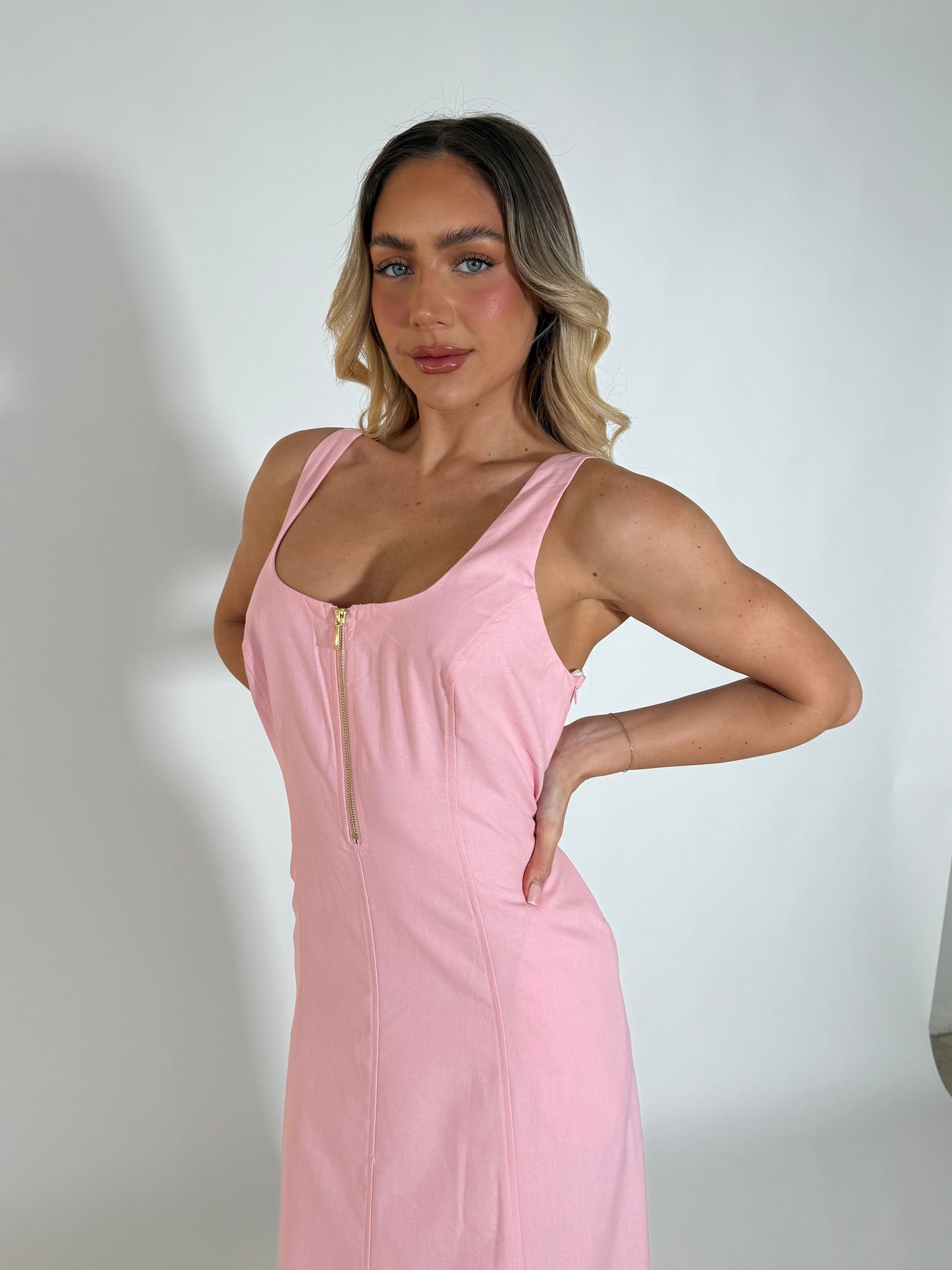 DERRY DENIM DRESS - PINK