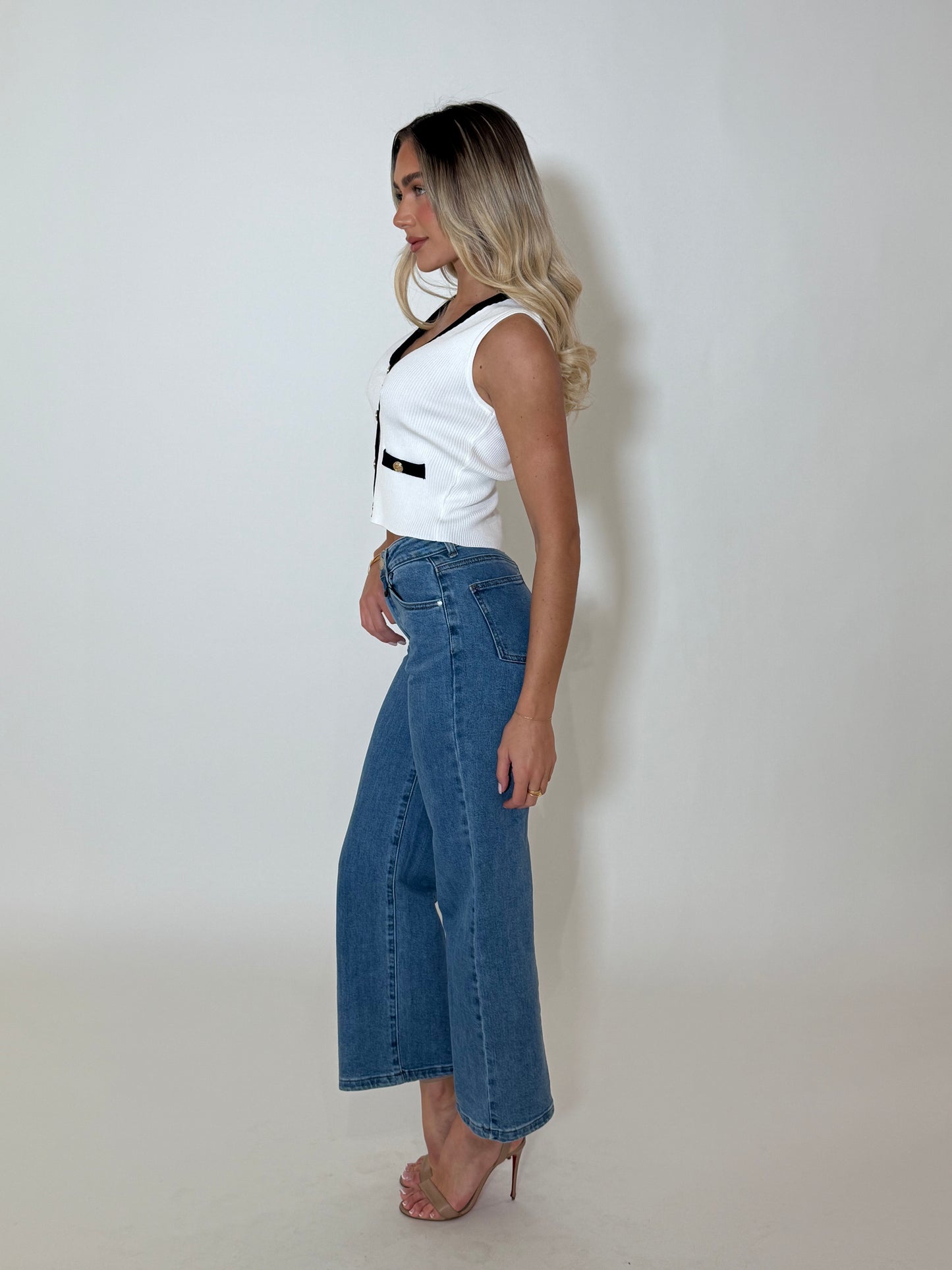 HEATHER KNIT TOP - WHITE