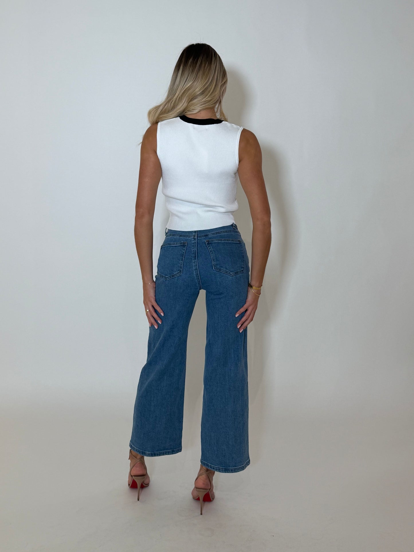HEATHER KNIT TOP - WHITE