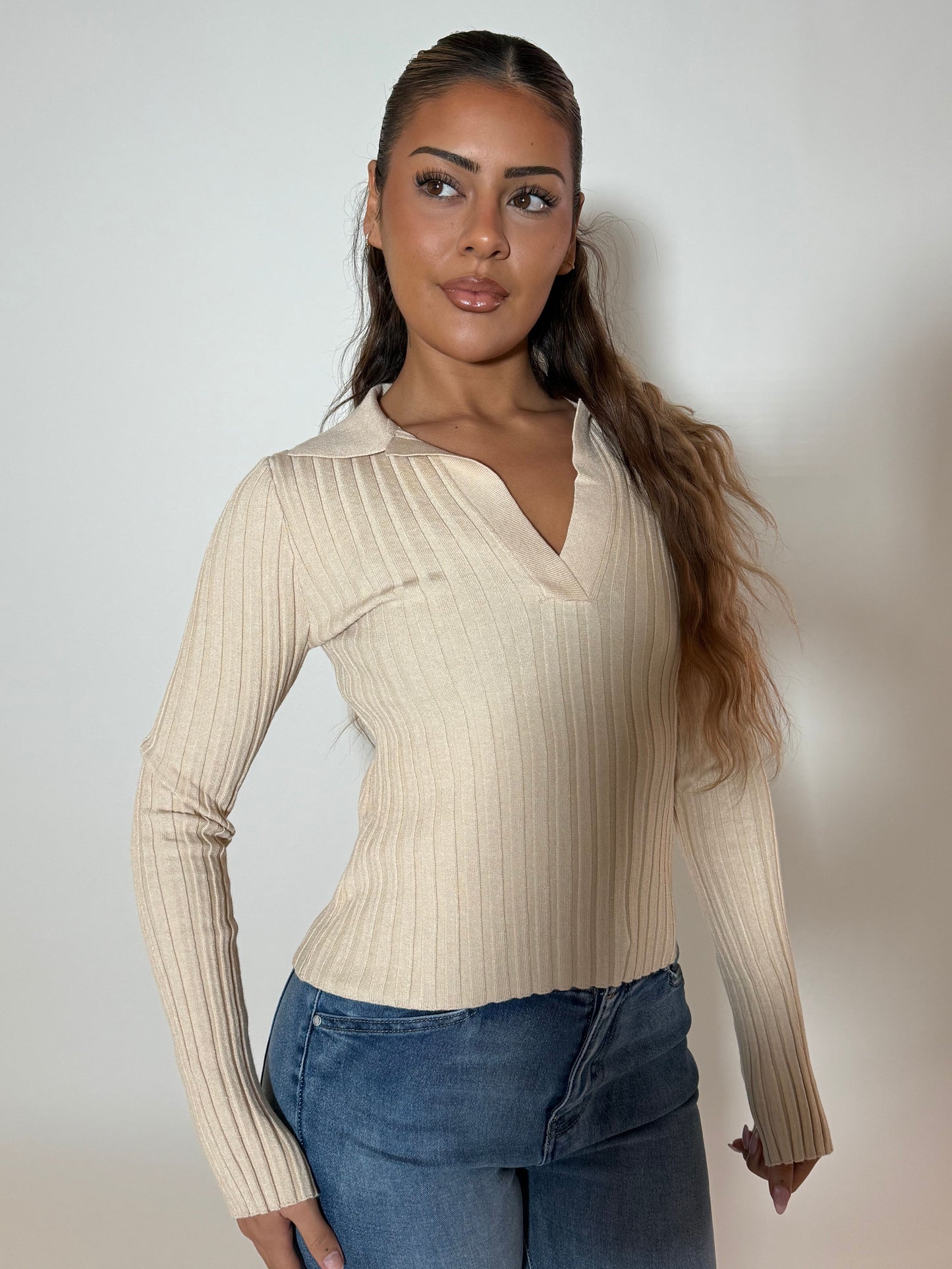 NORA KNIT TOP - BEIGE