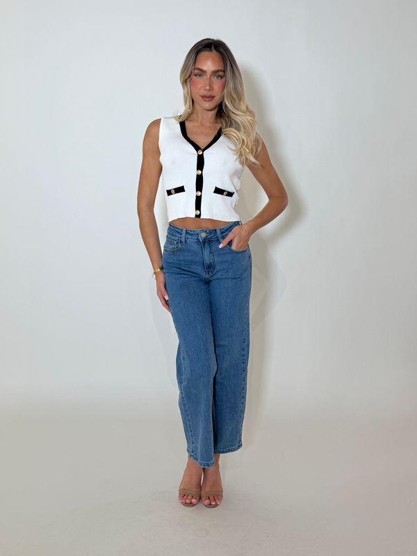 HEATHER KNIT TOP - WHITE