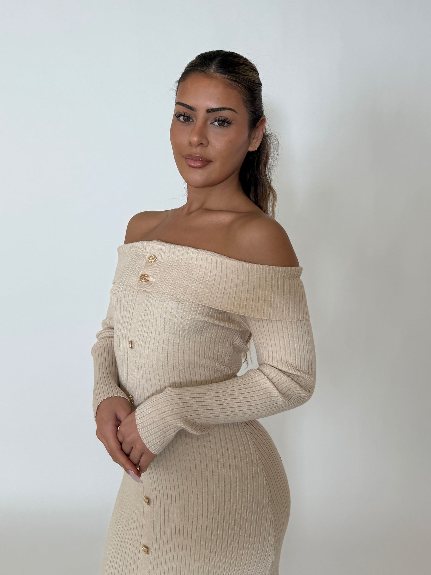 MILA KNIT DRESS - BEIGE