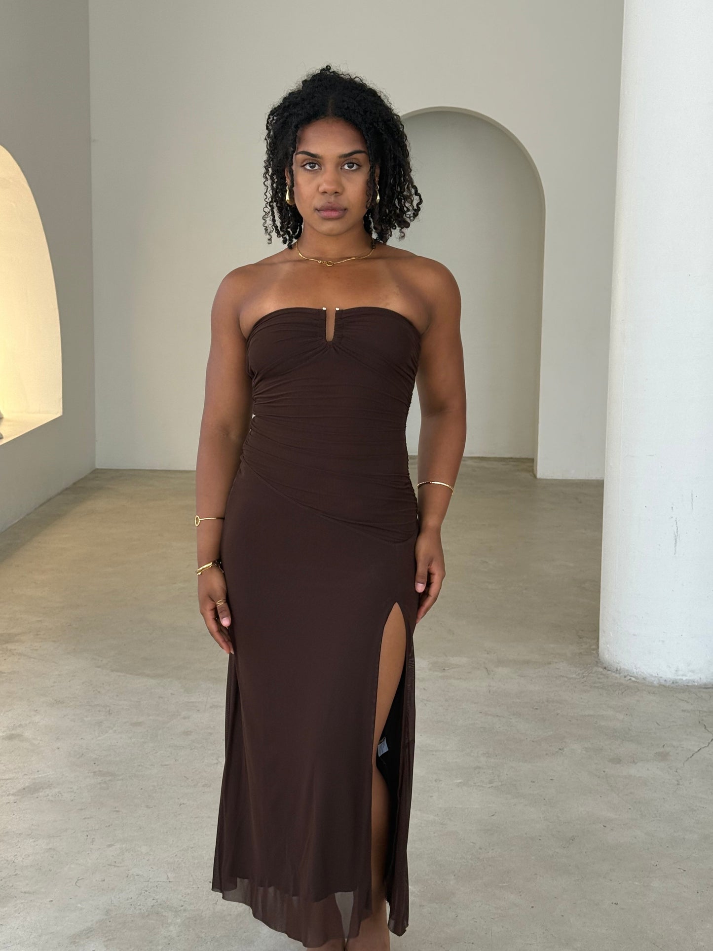 AMBER DRESS - CHOCOLATE