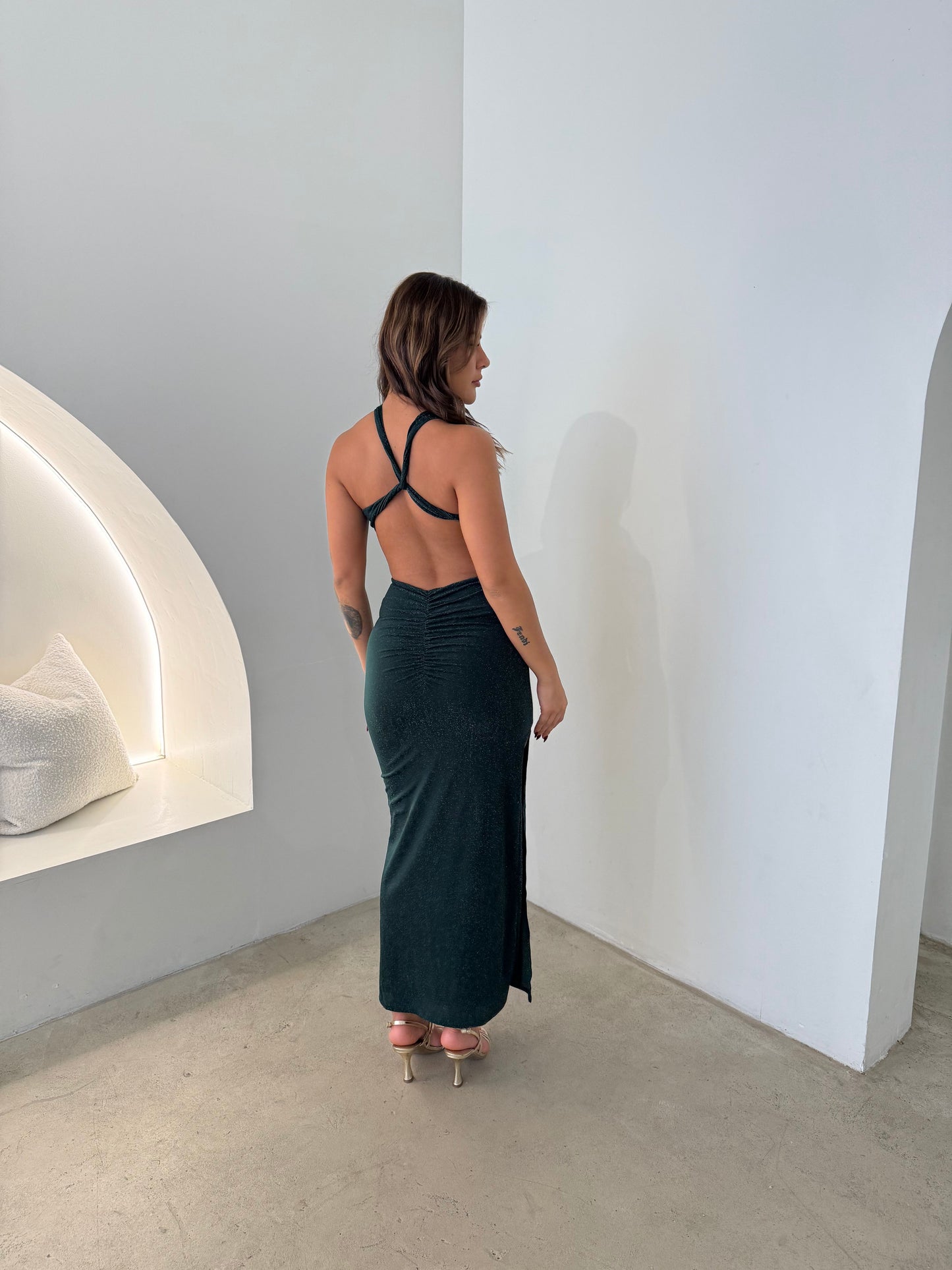 AVERY DRESS - EMERALD SHIMMER