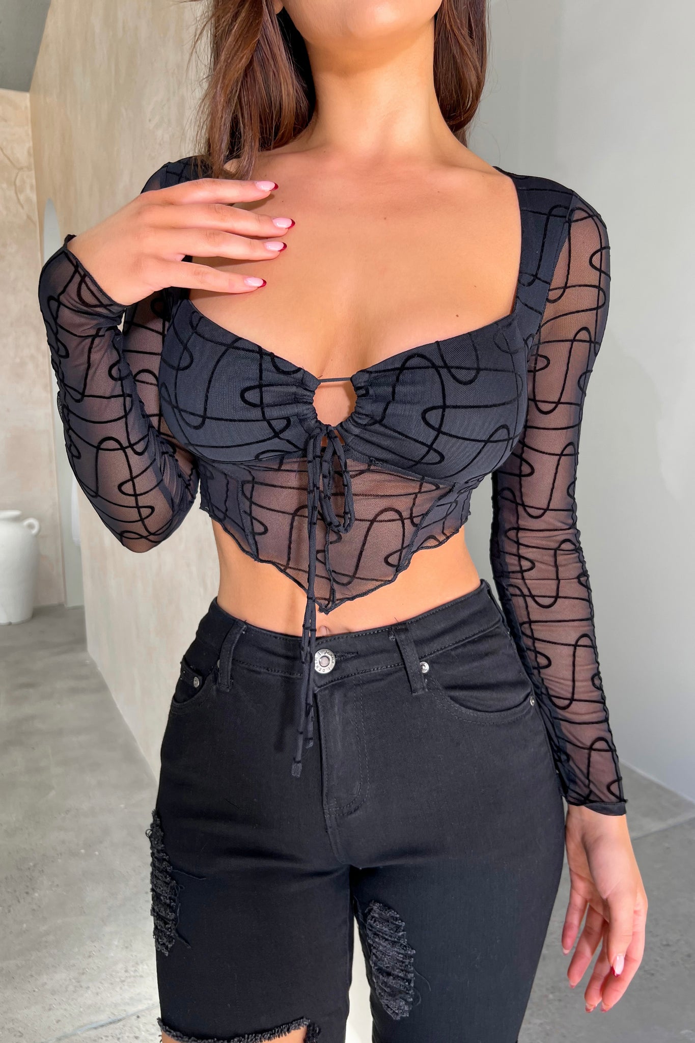NIGHT OUT TOP - BLACK