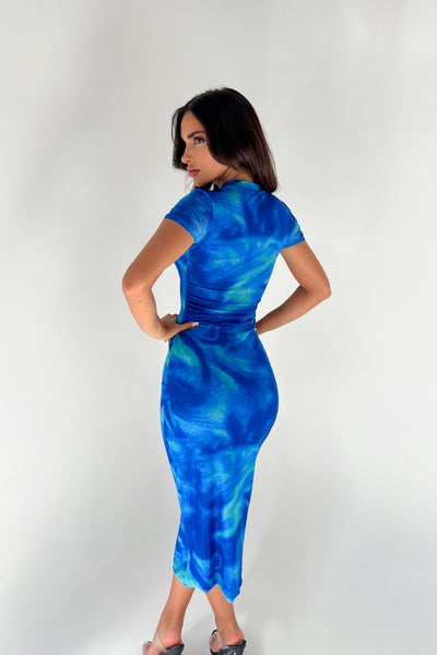 OTTILIE (LONG) DRESS - MIX BLUE