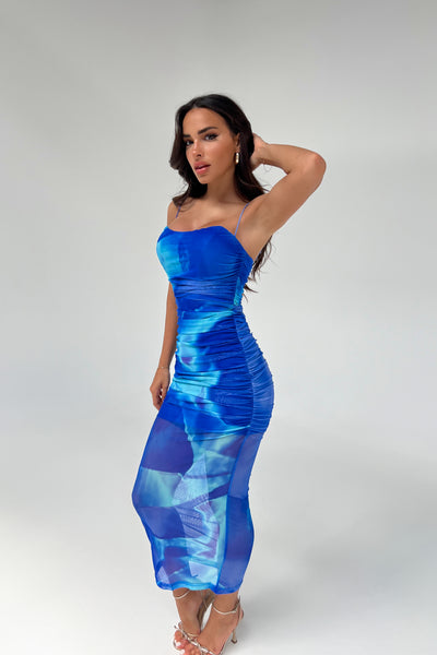 KARA DRESS - MULTI BLUE