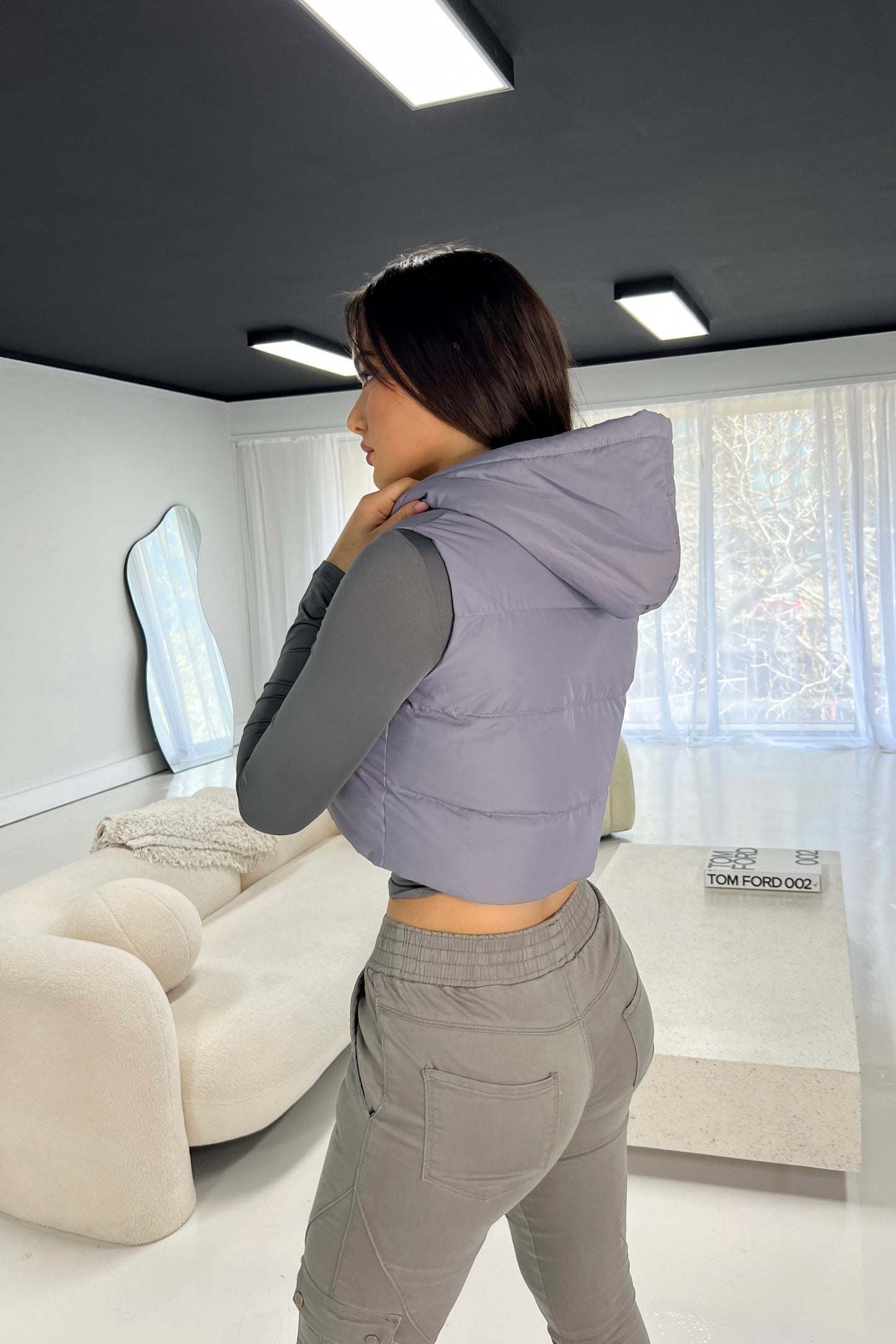 COZY PUFF JACKET (SLEEVES CUT) - SLATE GREY