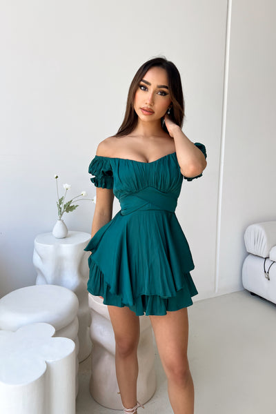 GOOD DAY PLAYSUIT - FOREST GREEN