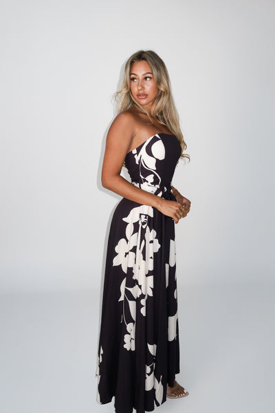 SHARL DRESS - FLORAL BLACK