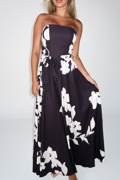 SHARL DRESS - FLORAL BLACK