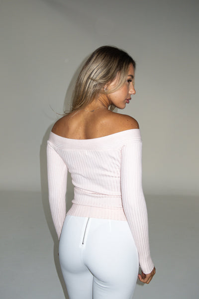 ZAYLEE KNIT TOP - BLUSH MARL