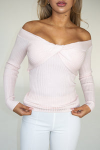 ZAYLEE KNIT TOP - BLUSH MARL