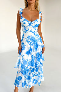 BRIDGETT DRESS - WHITE / BLUE