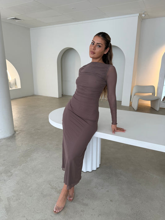 MARIE DRESS - BROWN