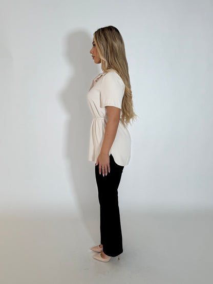 SANDRA TOP - BEIGE (SHORT SLEEVE)