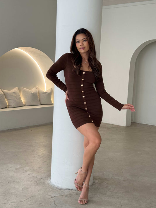 ANNA KNIT DRESS - COCOA