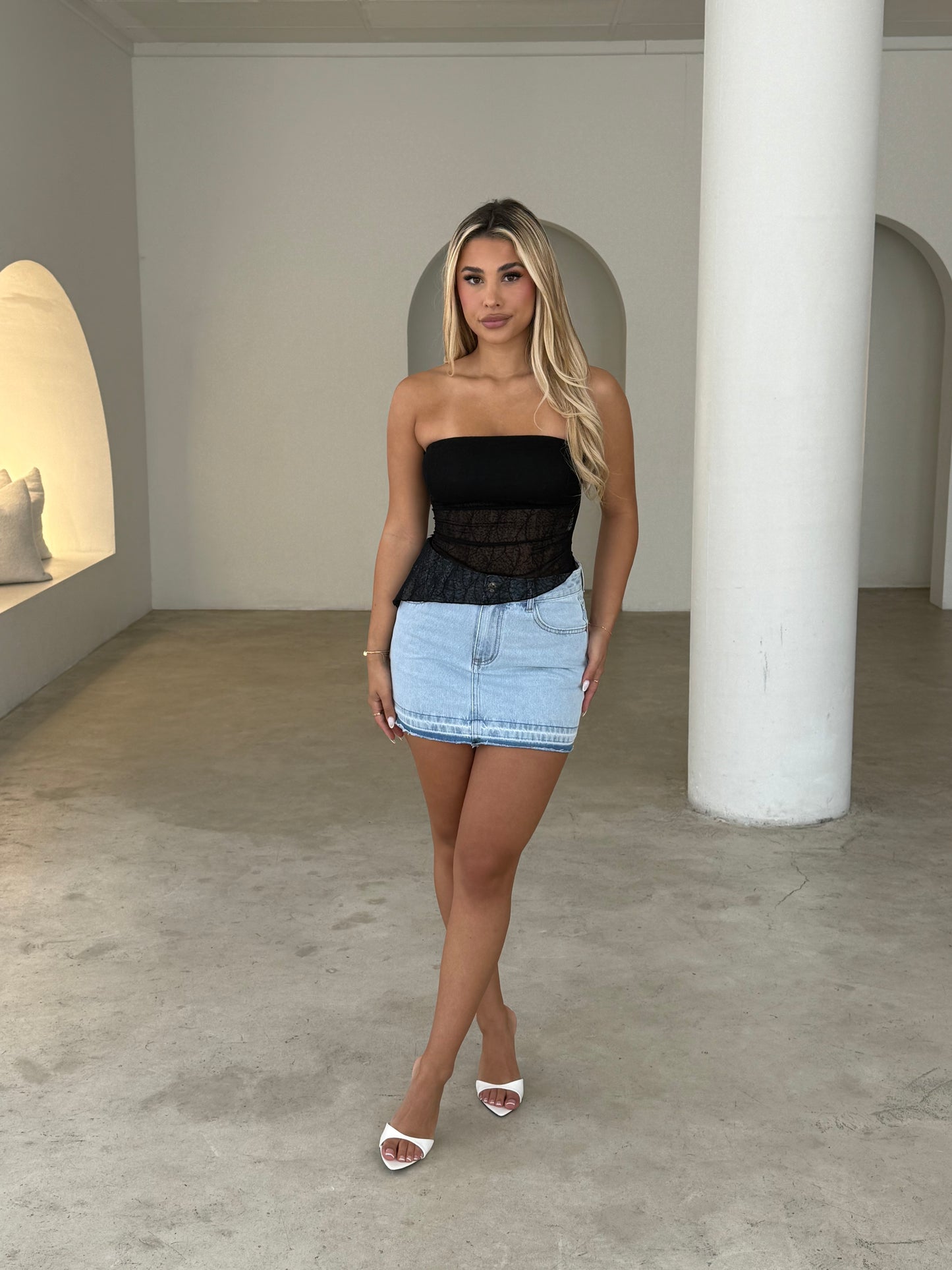 OZZY DENIM SKIRT - LIGHT BLUE