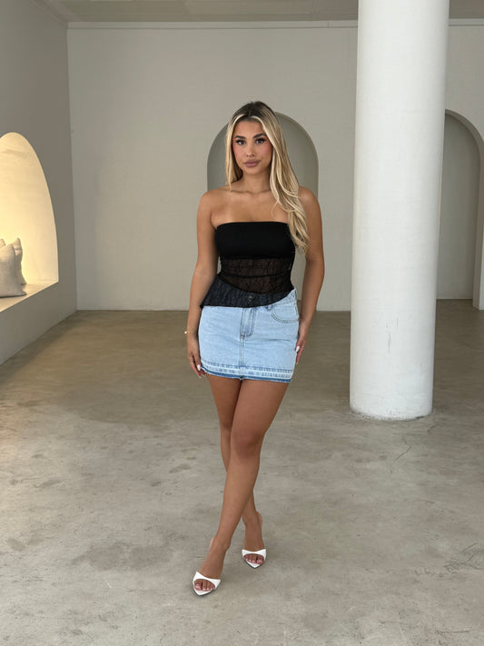 OZZY DENIM SKIRT - LIGHT BLUE