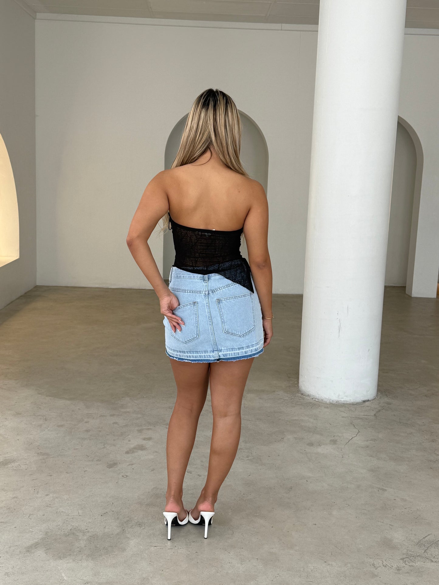 OZZY DENIM SKIRT - LIGHT BLUE