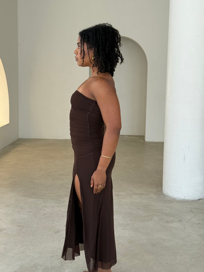 AMBER DRESS - CHOCOLATE