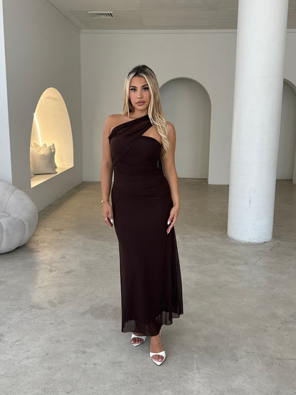 AMOS DRESS - CHOCOLATE