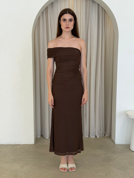 ABIA DRESS - CHOCOLATE