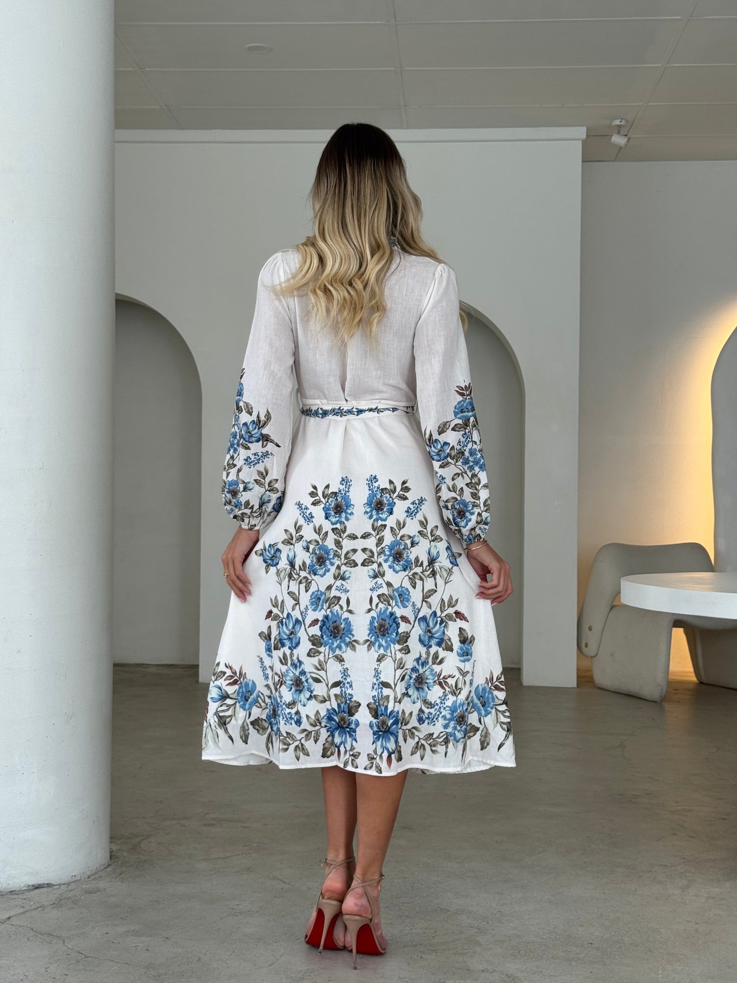 ANKA DRESS - WHITE/BLUE