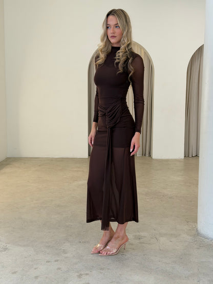 DELANEY DRESS - CHOCOLATE
