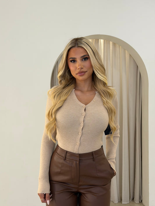 KATE KNIT CARDIGAN - BEIGE