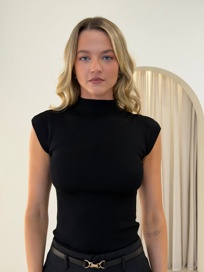 WREN KNIT TOP - BLACK