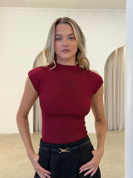 WREN KNIT TOP - WINE