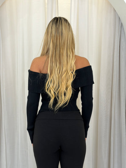 LINA KNIT TOP - BLACK