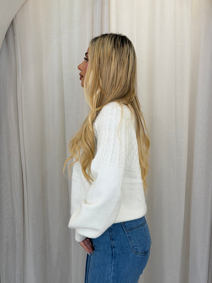 LISHA KNIT TOP - WHITE
