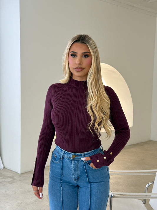 ESHA KNIT TOP - WINE